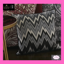 Load image into Gallery viewer, Pants On Fire Filled Cushion In Black &amp; White By Laurence Llewelyn-Bowen