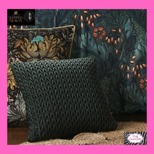 Load image into Gallery viewer, Amroy Filled Cushion In Bottle Green By Laurence Llewelyn-Bowen