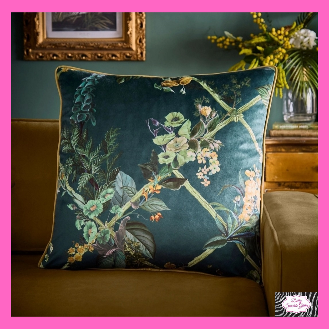 Fantasia Dawn Cushion In Green By Laurence Llewelyn-Bowen