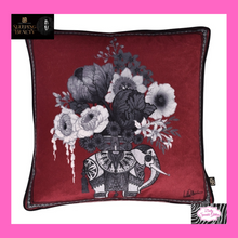 Load image into Gallery viewer, Generou Elephant Filled Cushion In Claret By Laurence Llewelyn-Bowen