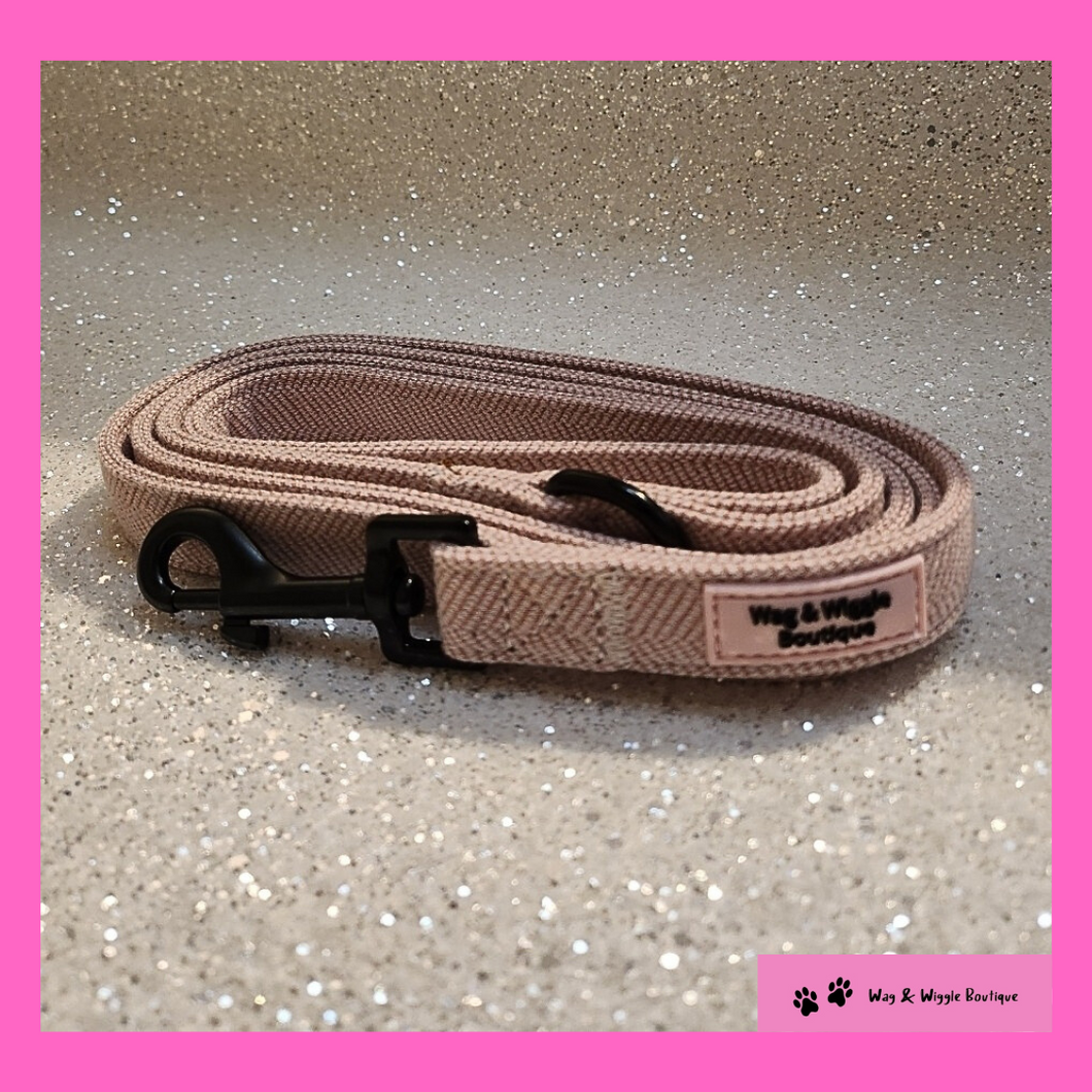 Pink Herringbone Dog Lead