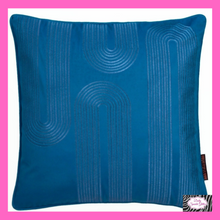 Load image into Gallery viewer, Diva Embroidery Filled Cushion In Teal By Laurence Llewelyn-Bowen