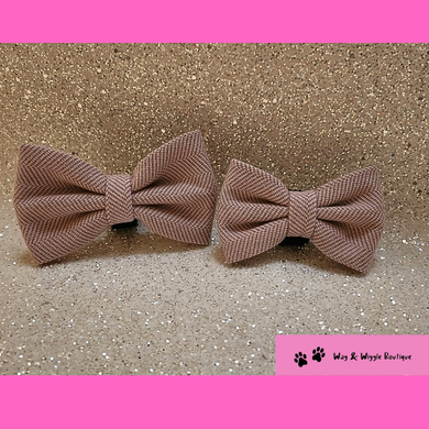 Pink Herringbone Dog Bow