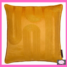 Load image into Gallery viewer, Diva Embroidery Filled Cushion In Ochre