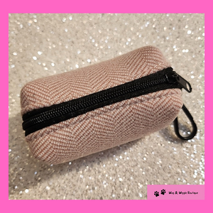Pink Herringbone Dog Poop Bag Holder