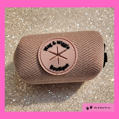 Pink Herringbone Dog Poop Bag Holder