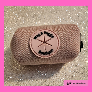 Pink Herringbone Dog Poop Bag Holder