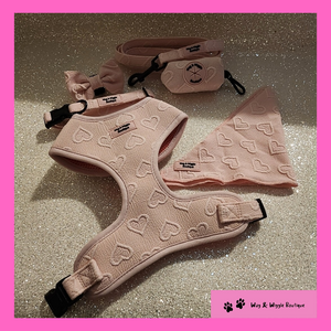 Pink Heart Dog Harness Set