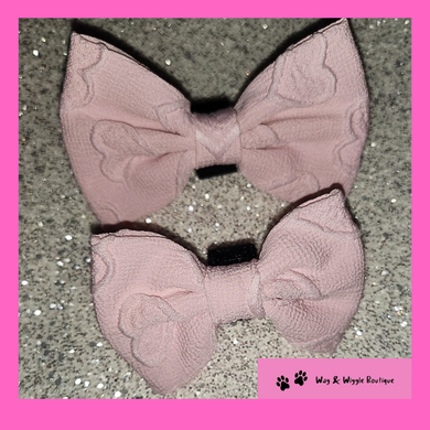 Pink Heart Dog Collar Bow