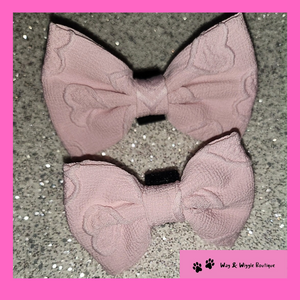 Pink Heart Dog Collar Bow