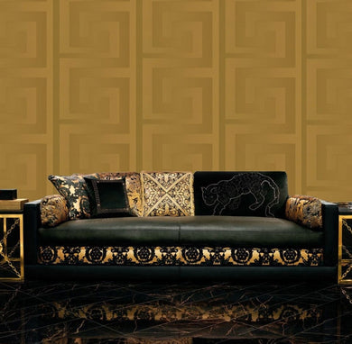 Greek Key Wallpaper In Gold By Versace