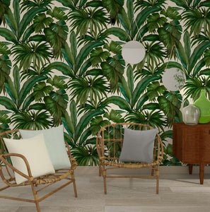 Versace Giungla Palm Leaves Wallpaper in Green & Cream