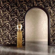 Load image into Gallery viewer, Versace Giungla Palm Leaves Wallpaper In Black &amp; Gold