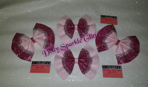 Classic bow by Dolly Sparkle Glitter - handmade in fabric of your choice with or without diamante trim SOLD INDIVIDUALLY