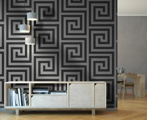Athena Black & Silver Wallpaper By Debona
