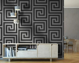 Sample Athena Black & Silver Wallpaper By Debona
