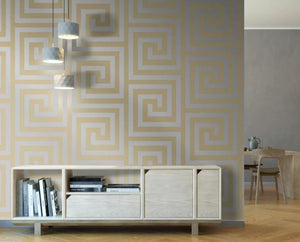 Sample Athena Champagne & Silver Wallpaper By Debona