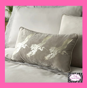 Sleeping Beauty by Laurence Llewelyn-Bowen Qing Foil Print Cushion In Oyster