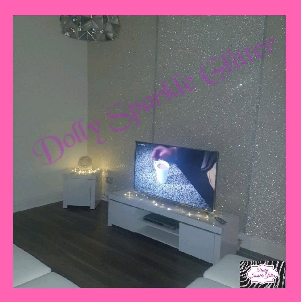 White and Silver Mix Glitter Wall Material