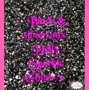 Black & Silver Mix Self Adhesive Glitter Fabric Strip