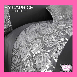 By Caprice Home Collection Hayworth Sequin Trim Duvet Set