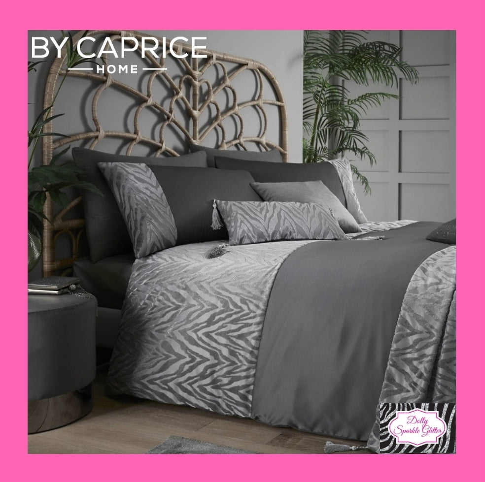 By Caprice Home Collection Zsa Zsa Animal Print Jacquard Duvet Set In Slate