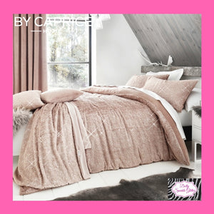 By Caprice Home Vivien Sparkle Fleece Duvet Cover Set In Blush
