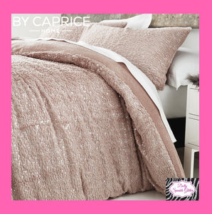 By Caprice Home Vivien Sparkle Fleece Duvet Cover Set In Blush