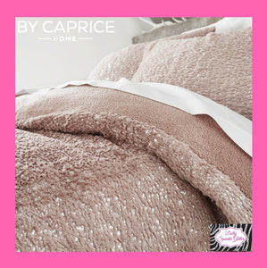 By Caprice Home Vivien Sparkle Fleece Duvet Cover Set In Blush