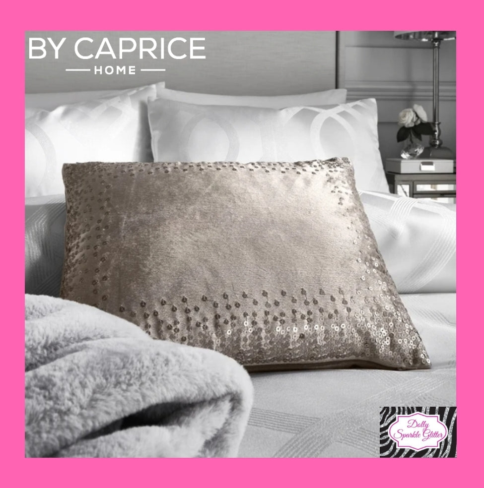 By Caprice Home Collection Sophia Velvet Sequin Cushion In Oyster