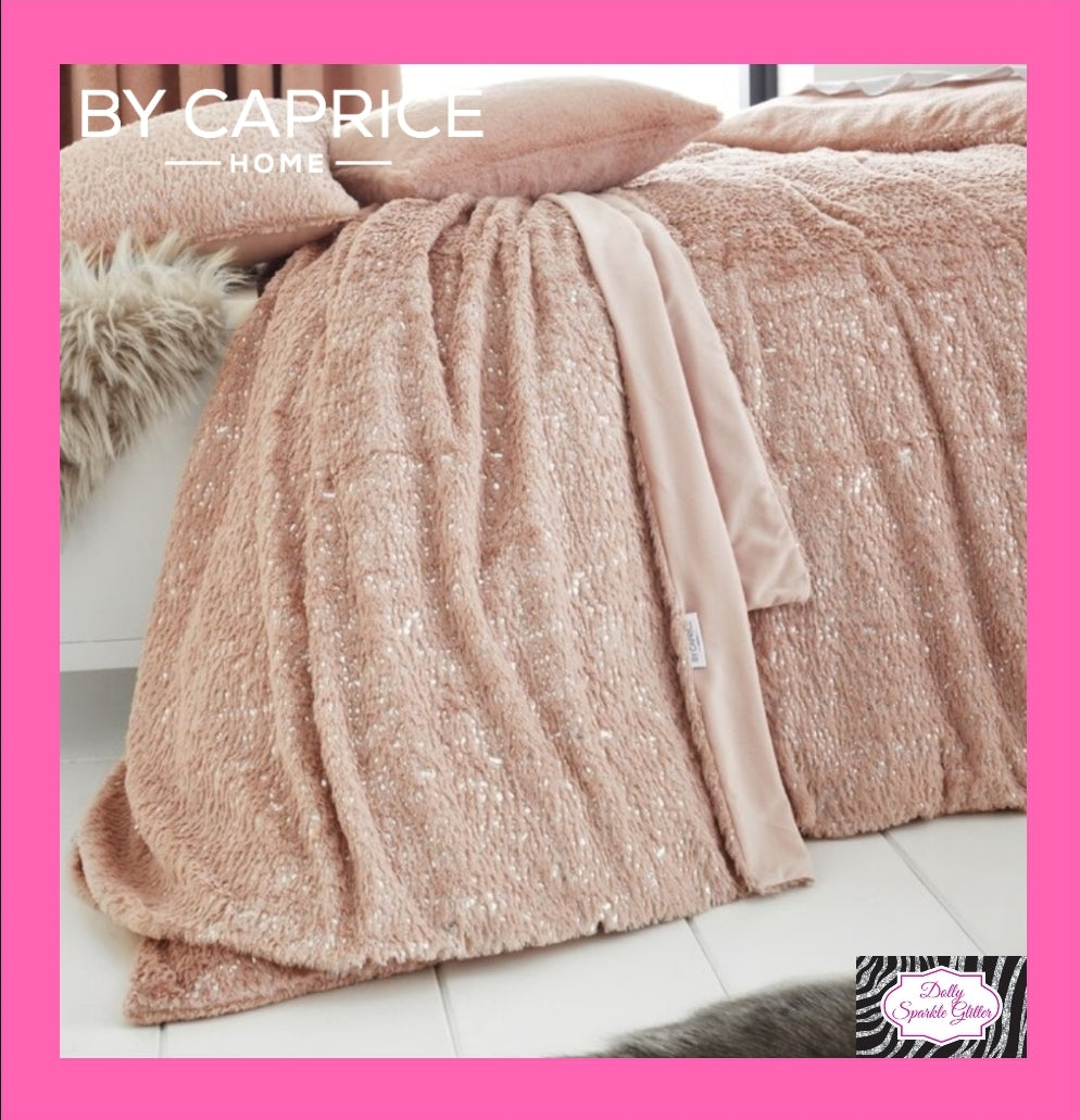 By Caprice Home Collection Vivien Sparkle Fleece Bed Spread In Blush