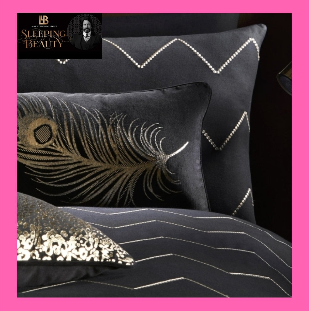 Sleeping Beauty by Laurence Llewelyn-Bowen Dandy Luxury Velvet Cushion In Black