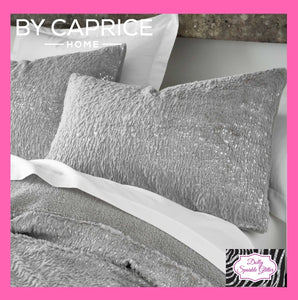 By Caprice Home Vivien Sparkle Fleece Duvet Cover Set In Silver