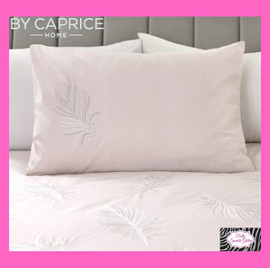 By Caprice Home Eva Embroidered Feather Duvet Set In Blush