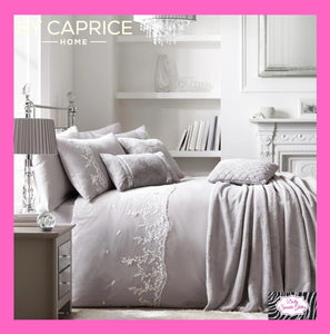 By Caprice Home Lacy Butterfly Duvet Set In Silver