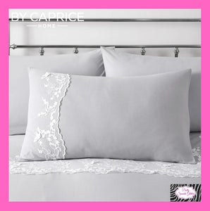 By Caprice Home Lacy Butterfly Duvet Set In Silver