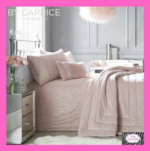 By Caprice Home Collection Lucille Velvet Sequin Trimmed Duvet Set In Blush