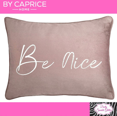 By Caprice Home Collection Be Nice Foil Print Velvet Cushion In Blush