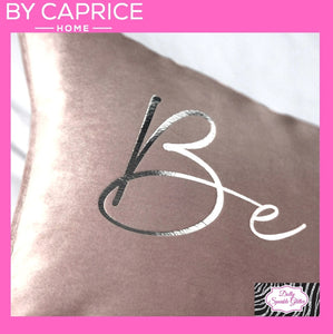By Caprice Home Collection Be Nice Foil Print Velvet Cushion In Blush