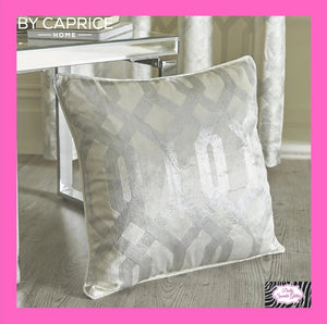 By Caprice Home Collection Claudette Velvet Foil Print Cushion In Ivory