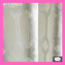 Load image into Gallery viewer, By Caprice Home Collection Claudette Velvet Foil Print Pair Of Eyelet Curtains In Ivory