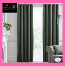 Load image into Gallery viewer, Sleeping Beauty By Laurence Llewelyn-Bowen Montrose Blackout Velvet Eyelet Curtains In Bottle Green