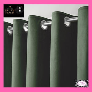 Sleeping Beauty By Laurence Llewelyn-Bowen Montrose Blackout Velvet Eyelet Curtains In Bottle Green