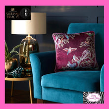 Load image into Gallery viewer, Birdity absurdity cushion in pink by Laurence Llewelyn-Bowen